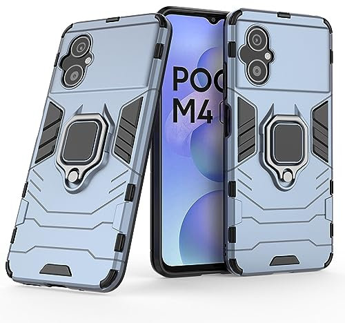 Funda para móvil Xiaomi Poco M4 5G/Poco M5 4G Carcasa Magnética con Anillo Imán Antigolpes Resistente Rígida Dura [Tecnología Absorción Golpes] (Xiaomi Poco M4 5G/Poco M5 4G, Azul Marino)