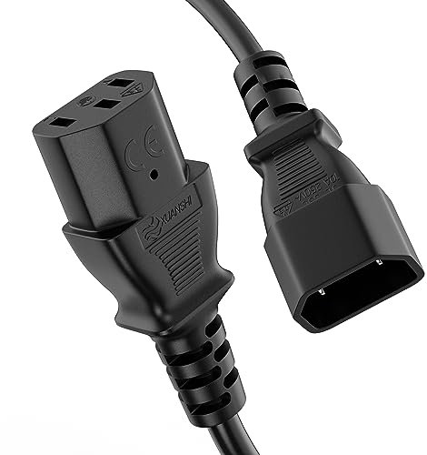 ETEC Kaltgerätekabel Verlängerung Kaltgeräte 3 Polig, 2,0m, Kaltgeräte Stecker Netzstecker C14 auf Kaltgerätekupplung C13 Buchse, Verlängerungskabel Netzkabel für PC Drucker Monitor, Schwarz