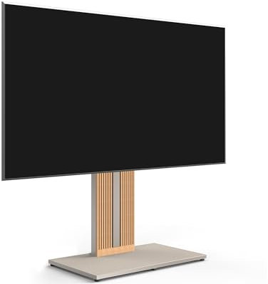 FITUEYES Design Floor TV Stand for 55-88 Inch TVs Beech Wood Height Adjustment Freestanding TV Stand ±30° Swivel Cable Management Zen Series