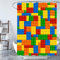 Syiboo Duschvorhang Farbige Bausteine 200x300cm Duschvorhäng Anti Schimmel,Wasserabweisend Stoff Duschrollo Waschbar,3D Draussen Bad Vorhang Schnell Trocknend,Badewanne Badezimmer Decor Vorhänge