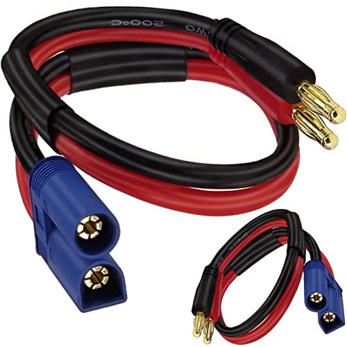 BENACES EC5 auf Bananenstecker, Akku-Ladekabel, 2 Stück, 0,3 m, 12 AWG, EC5-Stecker auf 4,0 mm Bananen-Kugelstecker, Lipo Batterieladegerät, Adapter für RC Hubschrauber, Fahrzeugspielzeug