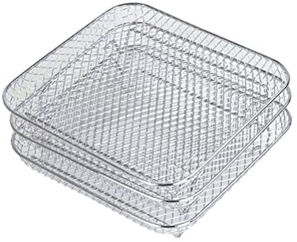 Lot de 3 racks à air empilables en acier inoxydable - Pour friteuse à air chaud - Accessoires carrés pour friteuse à air - Casseroles à pression Ninja Foodi - 8 l