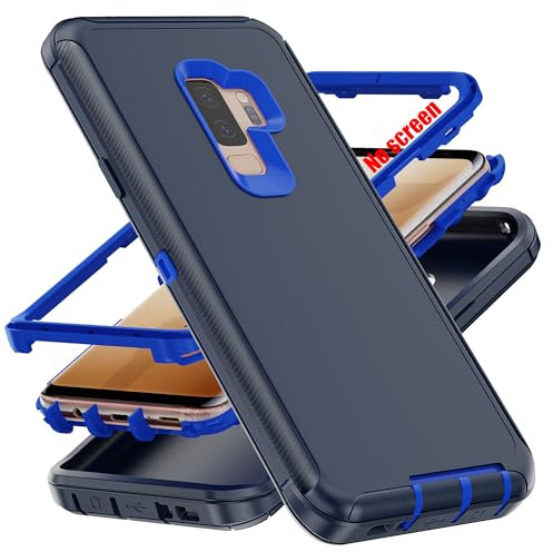 AYMECL for S9 Plus Case,[Military Grade] 3 in 1 Heavy Duty Full Body Shockproof Protection Phone Case for Samsung Galaxy S9 Plus 6.2 inch,Dark Blue+Blue