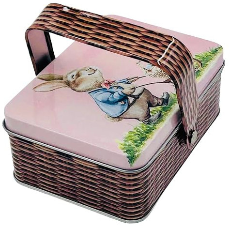Osterkorb - Mini Dose, Bonbondose, Geschenkdose, Osterdose braun- rosa, Sammlerdose - Maße: (Länge x Breite x Höhe): 10,3 x 7,5 x 4,0cm