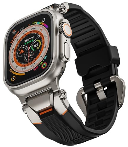 ULTIMAL Apple Watch Ultra 2 / Ultra Armband 49mm, kompatibel Apple Uhrarmbänder Männer, Sportarmband Uhr robustem Premium - Metall (Schwarz+Silber)