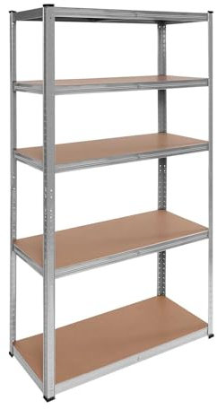 OcioDual Estanteria Metalica Essential, Estanteria Trastero 180x90x40cm, Estantería Almacenaje, Estantería Metálica, Soporta 875kg Divididos en 5 Baldas, Almacenamiento Divisible, Plata