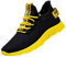 Chaussures de course pour homme - Noir - Avec coussin d'air - Chaussures de marche en maille respirante - Légères et antidérapantes - Chaussures de tennis pour entraînement, gym, jogging, jaune, 39 EU