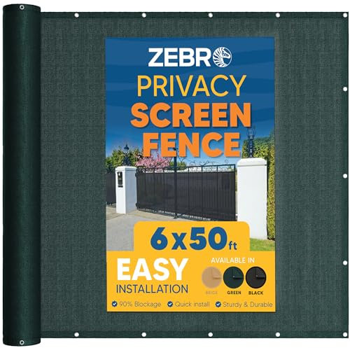 Privacy Screen Backyard Fence Covering 6' x 50' Green - Outdoor Privacy Fence Screen Compatible with Chain Link, Metal, Wood Panels or Plastic Fencing - Shade & Wind Privacy Wall - Zebro