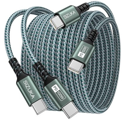 USB C auf USB C Kabel [ 2Stück 2M+2M ] 100W USB C Kabel PD3.0 Schnellladekabel USB C, Nylon USB C Ladekabel für iPhone 15 Pro, Samsung S24 S23 S22 S21, iPad Pro, MacBook Pro/Air, Pixel 7 usw.