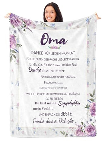 Belillpipi Oma Geschenk - Flauschige Kuscheldecke für Geburtstag von Enkelkind, 51 x 59 Zoll