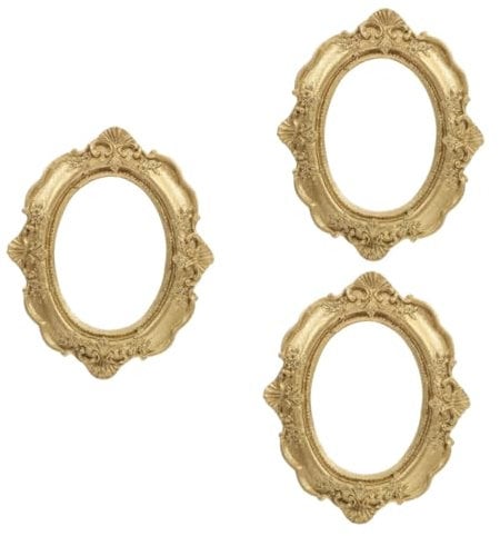 Healvian 3pcs Delicate Embossed Gypsum Photo Frame Unique Miniature Craft Decor Antique-style Picture Prop for Table Decoration and Artistic Photography