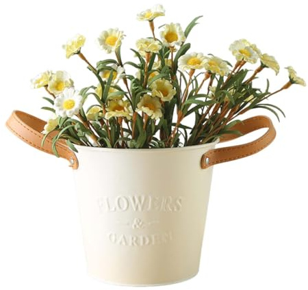 Joberio Vasi per piante da interni, vasi per piante in metallo, vintage, da interni, vasi da fiori da appendere in metallo con manici, contenitore rustico retrò per viti, azalee, orchidee