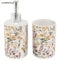 ROCKING GIFTS Badezimmer Set Blumen Seifenspender und Badezimmerbecher