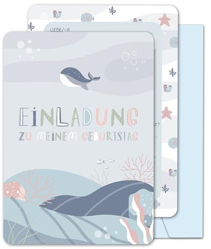 BIROYAL 13x Einladungskarten Kindergeburtstag Mädchen Junge mit Umschläge - Geburtstagseinladungen Mädchen - Einladungskarten Geburtstag Kinder 105x148mm - Geburtstagsfeier Partyeinladungen für Kinder