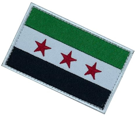 Bestickte syrische Flaggen-Patches mit Hakenverschluss auf der Rückseite für Enthusiasten und Sammler