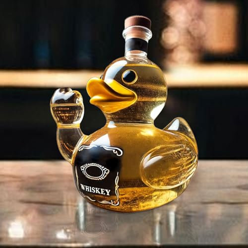 Euyehn Mittelfinger-Whiskey-Enten-Flasche, 284 ml, Witz-Entenstatue, Dekanter, lustiger Whiskey-Enten-Dekanter für Heimdekoration