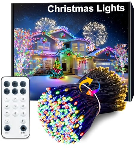 ARKOCHIC 35M Christmas Tree Lights, 300 LED Outdoor Christmas Lights, IP65 Waterproof Fairy Light Plug In, Linkable String Light with 11 Modes/Timer for Indoor Decorations Garden, Warmwhite/Multicolor
