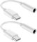 Lot de 2 Adaptateur USB C vers Jack auxiliaire 3,5 mm pour OnePlus, Huawei, Samsung, Xiaomi - Blanc - Plug and Play - Compatible avec de nombreux appareils