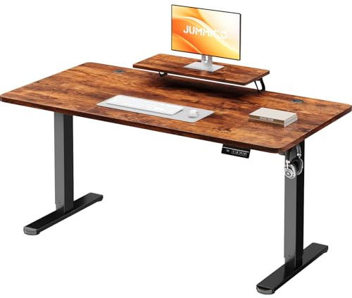 JUMMICO 160 x 70 cm Höhenverstellbarer Schreibtisch mit Monitorständer