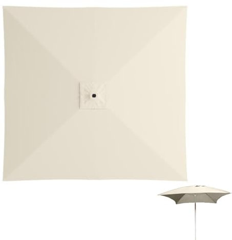 QSPNVFB Telo di Ricambio per Ombrellone Rettangolare 2x2m 4 Stecche Copertura di Ricambio per Ombrellone Quadrato, Impermeabile Baldacchino di Ricambio(Beige)