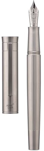 Hongdian T1 Titanium Fountain Pen, Iridium Fine Soft Nib Chinese Knot Carving with Converter and Metal Case Set