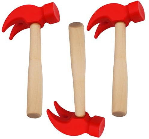 Xoeryoy 3pcs Jouet Marteau 3x6, 5 Pouces en Toute sécurité et Amusant Simulation en Bois pour Enfants Marteau Semblant Jouer à des Jouets éducatifs pour bébés Enfants &&