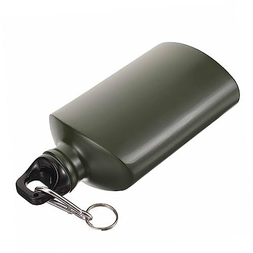 EXAOMBLE Gourde En Aluminium 500ml Bouteille D'eau Plate Portable Résistante à L'usure Crochet Pour Camping Randonnée Fournitures De Plein Air 1 Pièce