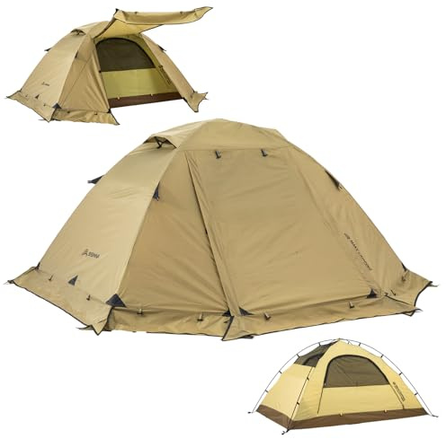 BISINNA 4-Jahreszeiten-Zelt für Rucksackreisen, Winterzelte, 2 Personen, leicht, kaltes Wetter, wasserdicht, doppellagig, Ganzjahreszelt, Aluminium-Legierung, einfache Einrichtung für Camping, Wandern