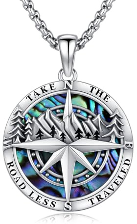 OHAYOO Kompass Anhänger Kette mit Foto 925 Sterling Silber Medaillon zum Öffnen Piraten Kette für Herren Damen
