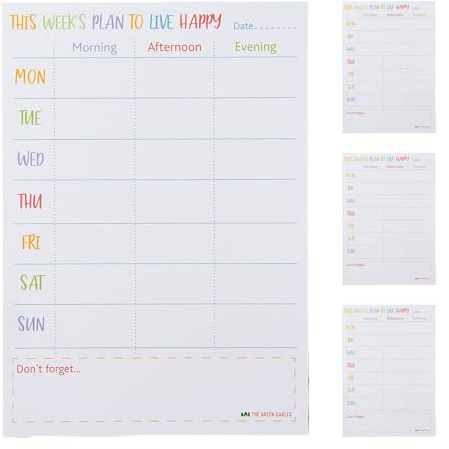 Happy Life Wochenplaner – Grußkarte mit Platz zum Schreiben von Nachrichten, eleganter -Organizer, Geschenk aus dekorativem Papier, perfekt für Büro, Schule, ho