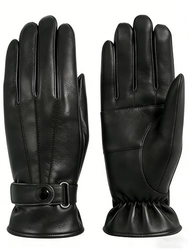 MGGMOKAY Herren Winterhandschuhe Lederhandschuhe für Herren Touchscreen mit Futter