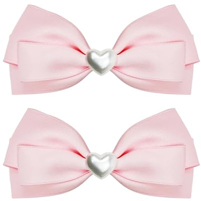 Pince à Cheveux Nœuds 2 Pièces Barrette Noeud Femme Nœud Satin Cheveux Accessoire Noeud Française pour Femmes et Filles, Saint-Valentin, Mariage, Anniversaire (Rose)