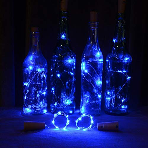 Uhat® Lot de 6 guirlandes avec bouchon de liège avec 15 ampoules LED, guirlande en fil de cuivre pour bouteille, pour fête intérieur ou extérieur