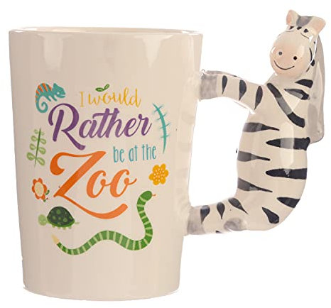 Puckator Tasse mit Griff in Zebraform, Keramik, Multi, Height 12cm Width 13.5cm Depth 8.5cm