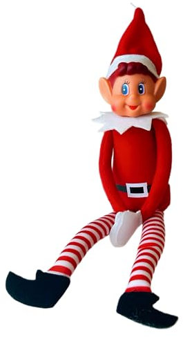 Glow Wholesale Spot Elfie Pupazzo a forma di elfo (maschio) birichino, con corpo morbido e viso in vinile, colore rosso