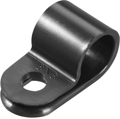 sourcing map 50 Stück Kabelschellen 9,5mm R-Kabelklemmen Schraubbar Kabelhalter Nylon Kabelklemme Drahtklemme Cable Clips für Kabel-Management Kabelführung Kabelbefestigung, Schwarz