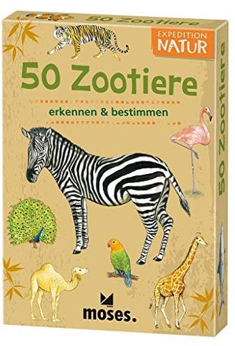 Moses 9791 Expedition Natur 50 Zootiere | Bestimmungskarten im Set | Mit spannenden Quizfragen: erkennen & bestimmen