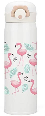 HAOXIANG Mug de voyage isotherme en acier inoxydable avec flamant tropical, bouteille d'eau isolée sous vide pour la maison, le bureau, les travaux en plein air 500 ml