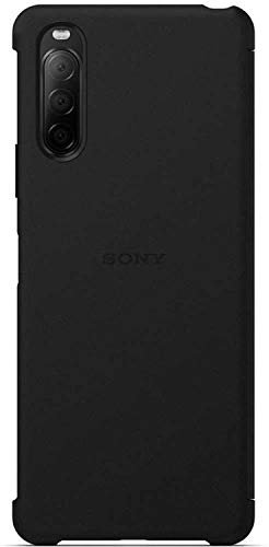 Sony XQZCVAUB.Row Étui à Rabat pour Smartphone Xperia 10 II (robustesse absolue, capteur latéral, Bords surélevés) Noir