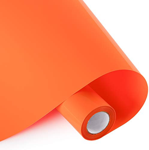 Whaline Heat Transfer Vinyl Set, 12In x 10FT Orange Heat Transfer Paper, Permanent Adhesive HTV Iron On Vinyl, Backed Vinyl Rolls for DIY T-Shirts, Hat, Clothing, Birthdays, Silhouette Cameo, Letters