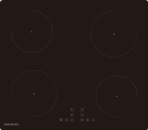 Cookology CIH602 60cm Induction Ceramic Hob Cooktop in Black - 4 Cooking Zone - Built-in Worktop - Touch Controls - 9 Heat Settings - Child Lock - Auto Switch Off
