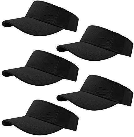 Rbenxia Lot de 5 visières de sport réglables pour homme et femme, noir, Taille M