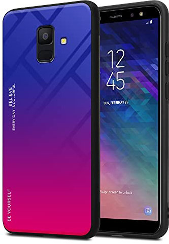 Cadorabo Hülle kompatibel mit Samsung Galaxy A6 2018 Schutzhülle TPU Silikon Case Glas Slim Kratzfest Weiche Gummi mit Rundumschutz Case Hülle für Galaxy A6 2018 in Schwarz