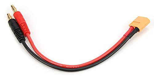 Câble de Chargeur de Batterie RC Lipo, Câble de Chargeur RC XT60 à 4mm Fiche Banane 14AWG Câble en Silicone pour Modèles de Bateaux d'avion de Voiture RC