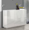 Dmora - Kommode Elia, Multifunktions-Wohnzimmer-Buffet, 3-türiges Wohnzimmer-Sideboard, 100 % Made in Italy, 121 x 38 x 86 cm, glänzendes Weiß,