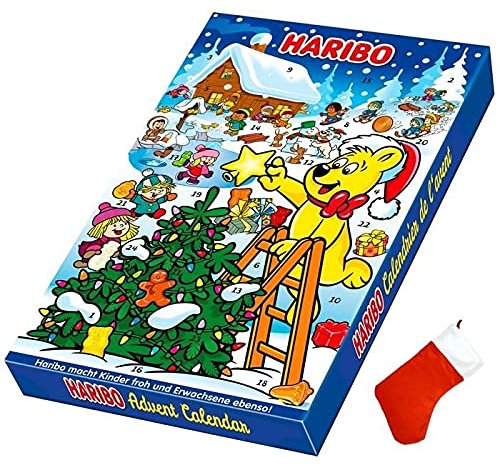 KaRaL KaRaL Weihnachtsstrumpf 40 cm und Weihnachtssüßigkeiten Jelly Adventskalender Geschenk 300 g ideal für Jungen Mädchen und Erwachsene