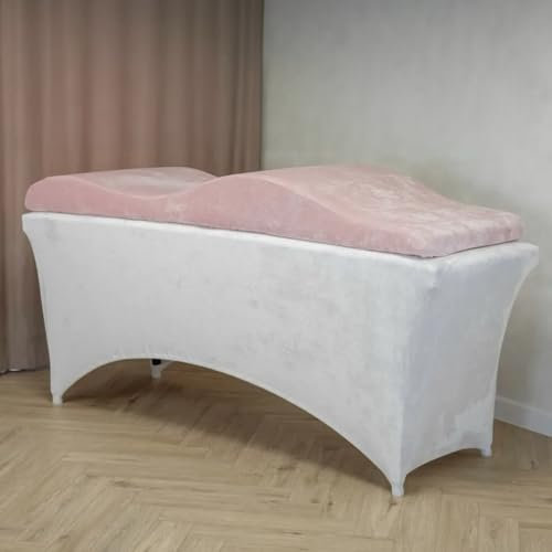 Untitled Wave Matratze (Curved Topper) mit Memory Foam 190x70 für Kosmetikliege, Massageliege, mit Bezug aus Velours | für Wimpernverlängerungen, PMU - Flamingo
