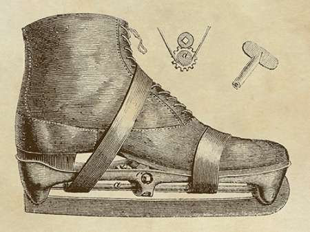 Kunstdruck auf Holz, Mechanik des Schlittschuhs Anonymous – Museo horizontales Bild, Vintage-Kunstdruck, 61 x 83 cm