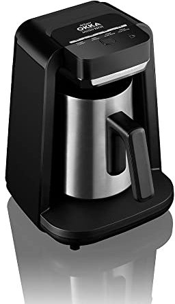 ARZUM Okka Rich Automatic Turkish Coffee and Hot Beverage Maker, Velvetiser, Black/Chrome