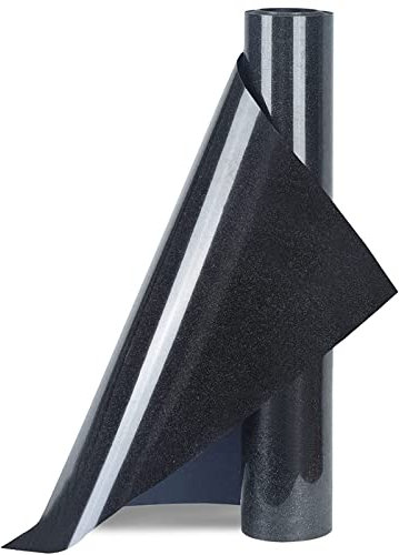 SBY Fogli di vinile termoadesivi glitterati per trasferimento termico, pellicola tessile, 30 cm x 100 cm sagome ritratti borsa abbigliamento fai da te (nero)